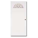 Elixir 200 Series Exterior Out Swing Door White on White Door W/Fan Light 